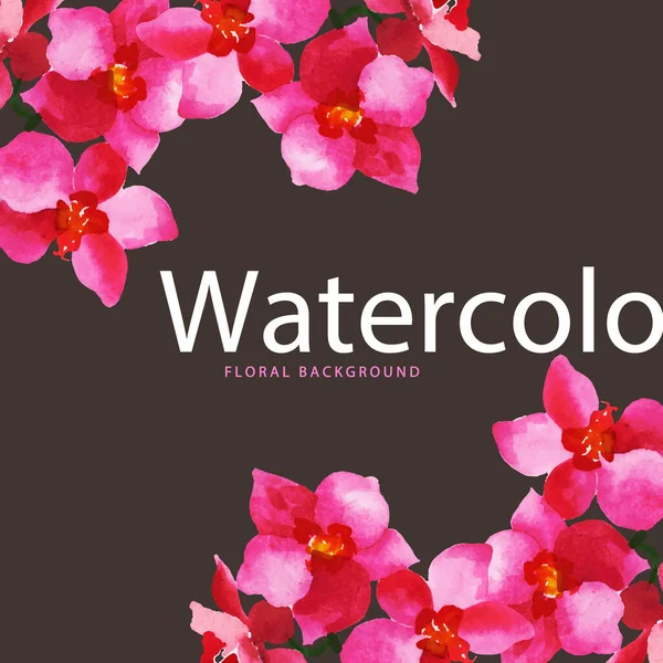 Květinový Akvarel Design Růžovými Květy Kopírovat Prostor Tmavém Pozadí — Stockový vektor