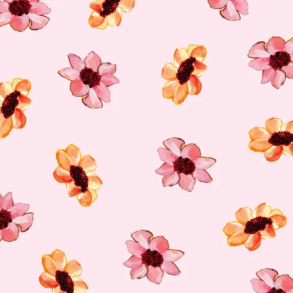 Fondo Acuarela Rosa Floral Sin Costuras Con Ambiente Primaveral — Vector de stock