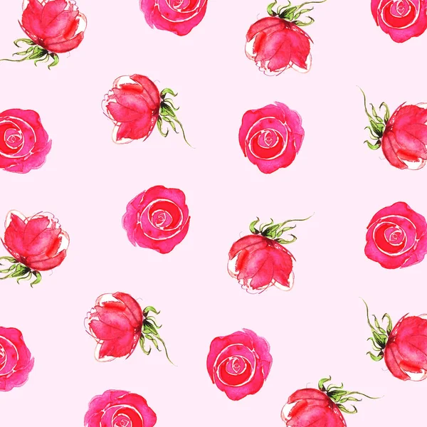 Fondo Acuarela Rosa Floral Sin Costuras Con Ambiente Primaveral — Vector de stock