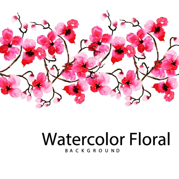 Fondo Acuarela Floral Con Flores Rosadas Espacio Copia Aislado Blanco — Vector de stock