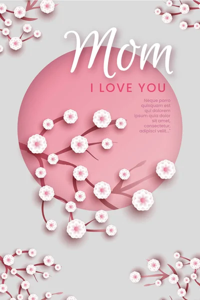 Happy Mother Day Hintergrund Mit Floral Und Marmor Textur — Stockvektor