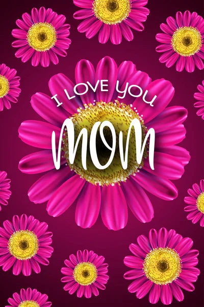 母亲节快乐的背景与花卉和大理石般的质感 — 图库矢量图片