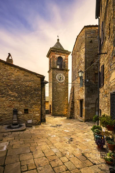 Casale Marittimo old stone village in Maremma. Picturesque flowe — Stock Photo, Image