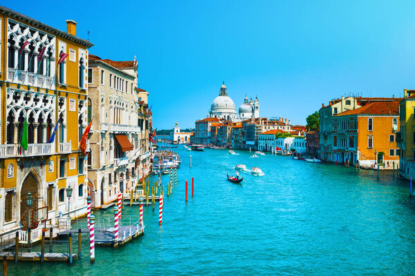 Venice grand canal, Santa Maria della Salute church landmark. It
