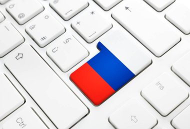 Rusça dil veya Rusya web kavramı. Ulusal bayrak popo girin