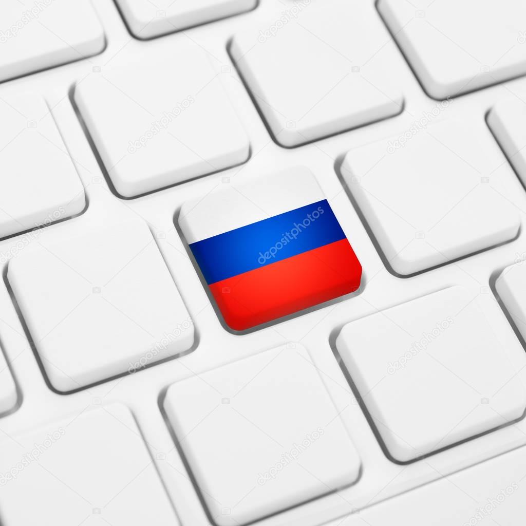 Russian language or Russia web concept. National flag button or 