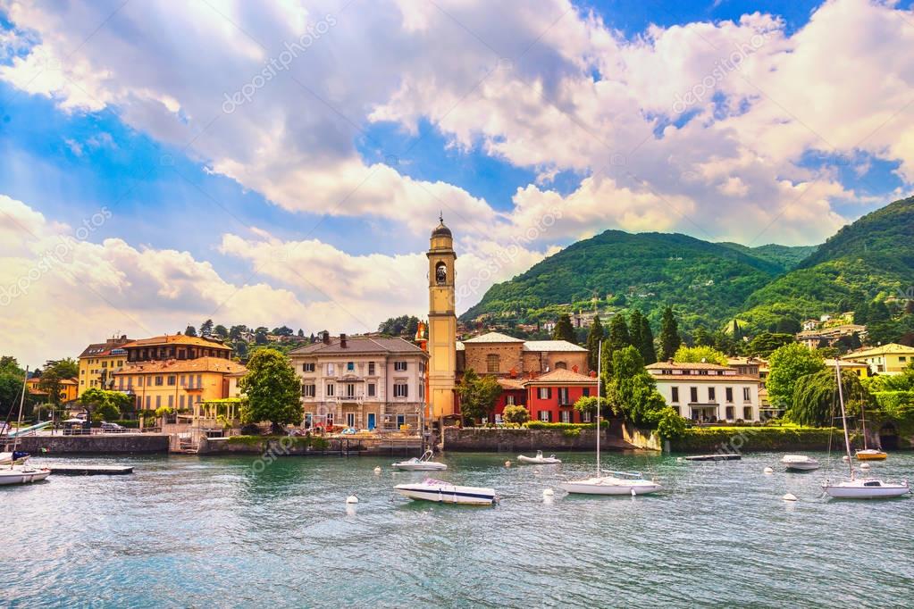 Stadt, Cernobbio, Comer See-Bezirk-Landschaft. Italien ...