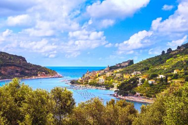Portovenere Köyü denizde. Cinque terre, Ligury İtalya