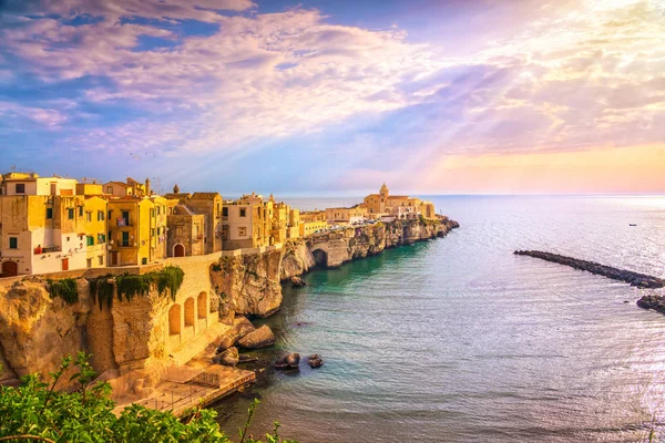 Vieste town on the rocks, Gargano, Apulia, Itália . — Fotografia de Stock