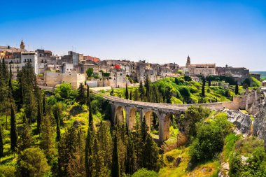 Gravina Puglia antik kenti, köprü ve kanyon. Apulia, İtalya. Europe