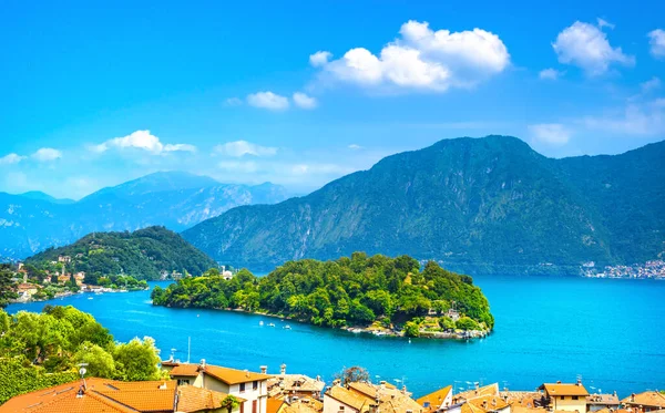 Lago Como, pueblo de Isola Comacina y la isla. Italia — Foto de Stock