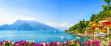 Varenna kasabası, Como Gölü bölgesi manzarası. İtalya, Avrupa.