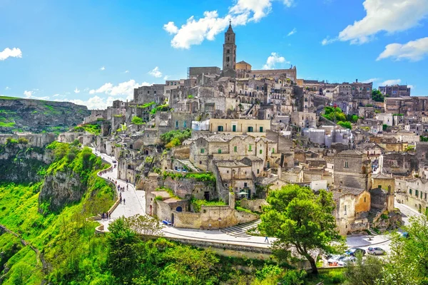 Matera antike Stadt i sassi, Wahrzeichen der Unesco-Stätte. basilikata, i — Stockfoto