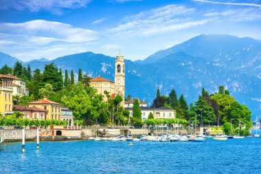 Tremezzo Tremezzina görünümü, Como Lake ilçe manzara. İtalya, E
