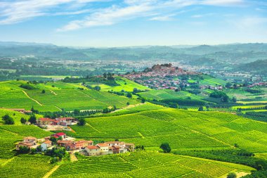 Langhe vineyards panorama, Roddi village, Piedmont, Italy Europe