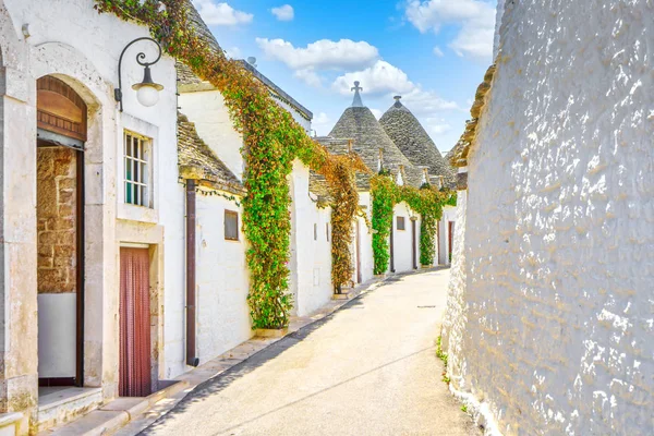 Trulli Alberobello Tipiche Case Vista Strada Puglia Italia Europa — Foto Stock