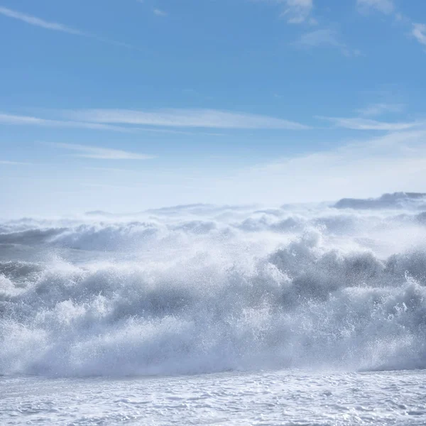 Mare Tempestoso Con Onde Schiuma Durante Tempesta Vento Mar Tirreno — Foto Stock