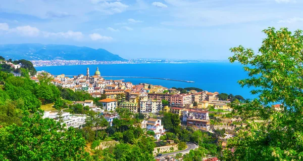 Vietri Sul Mare Και Salerno Πόλη Στην Ακτή Αμάλφι Πανοραμική — Φωτογραφία Αρχείου