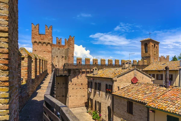 Gradara Medieval Village Walkway Walls Pesaro Urbino Marche Region Italy — Stock Photo, Image