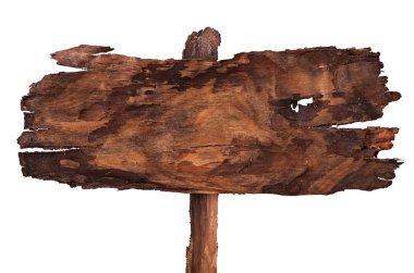 Beyaz arka plan üzerinde izole eski ahşap Pano.