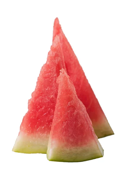 Schijfjes watermeloen geïsoleerd op witte achtergrond. — Stockfoto