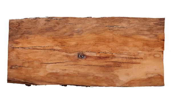 Alte Holzwerbetafel isoliert auf weißem Hintergrund. — Stockfoto