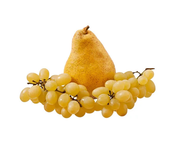 Grapes and pears isolated on white background. — Stock Photo, Image