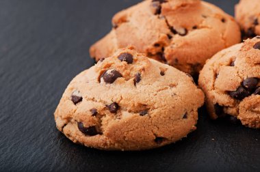 Eski ahşap zemin, gıda üzerine çikolatalı kurabiye.