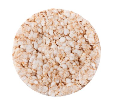 Beyaz arka planda izole edilmiş pirinç diyeti ekmeği.