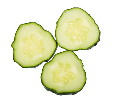 Salatalık beyaz arka plan üzerinde üstten görünüm izole parçası.