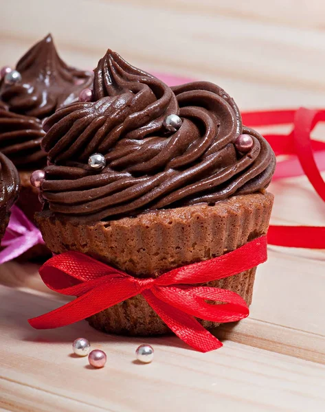 Sobremesa Chocolate Fundo Leve Dia São Valentim — Fotografia de Stock