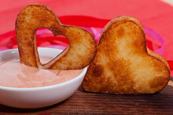 Frites Légumes Coupés Dans Cœur Saint Valentin — Photo