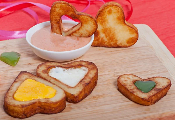 Frites Légumes Frais Hachés Forme Cœur Saint Valentin — Photo