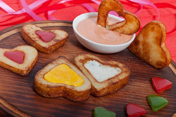 Frites Légumes Frais Hachés Forme Cœur Saint Valentin — Photo