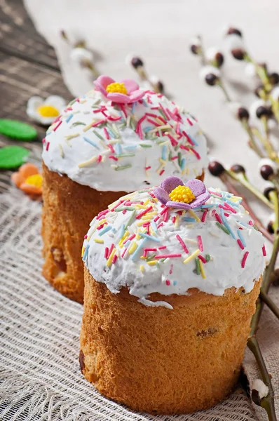 Pasen Cupcake Zelfgemaakte Een Oude Houten Achtergrond — Stockfoto