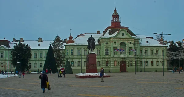 Zrenjanin, Servië, 22 december 2018 - Monument van Koning Peter op het centrale plein — Stockfoto