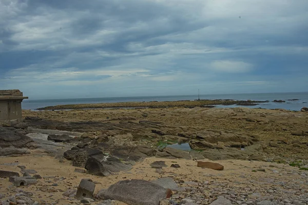 Costa Rochosa Oceano Atlântico Perto Cherbourg França — Fotografia de Stock