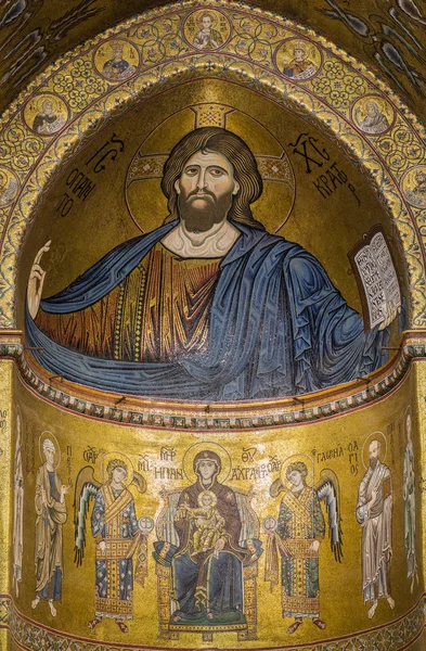 Palermo Augustus Interieur Van Kathedraal Santa Maria Nuova Monreale Italië — Stockfoto