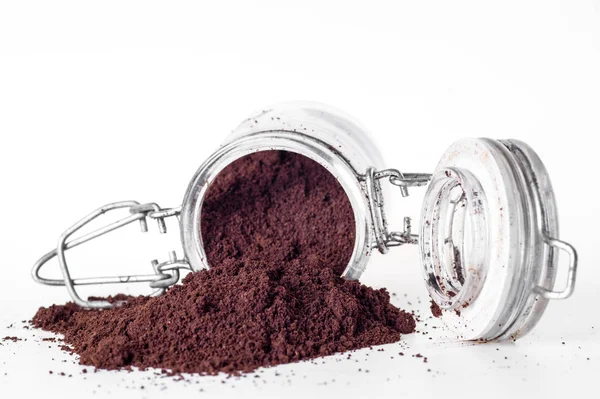 Heap Fresh Ground Coffee Powder Isolated White Background — Stock Photo, Image