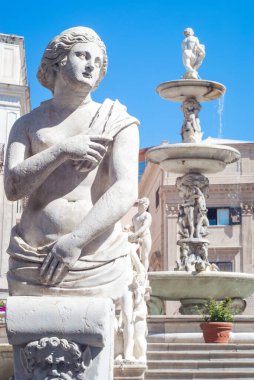 Mermer heykel Piazza Pretoria, olarak da bilinen utanç Meydanı, Piazza della vergogna Palermo, Sicilya