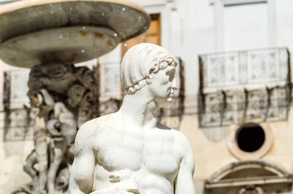 Marble Statue Piazza Pretoria Also Known Square Shame Piazza Della — Stock Photo, Image