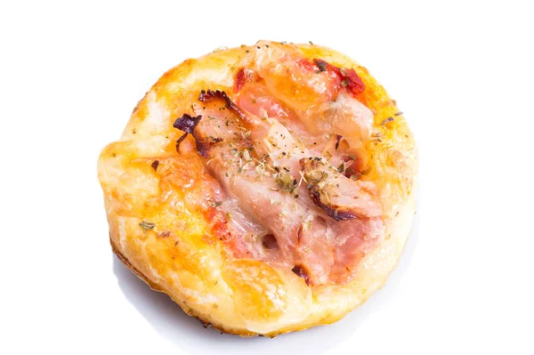 Mini Pizza Apetyczna Włoska Przystawka Zbliżenie — Zdjęcie stockowe