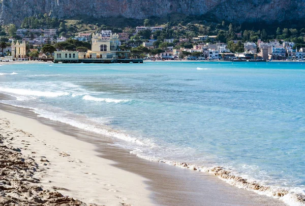 Célèbre Plage Mondello Palerme Sicile Italie — Photo