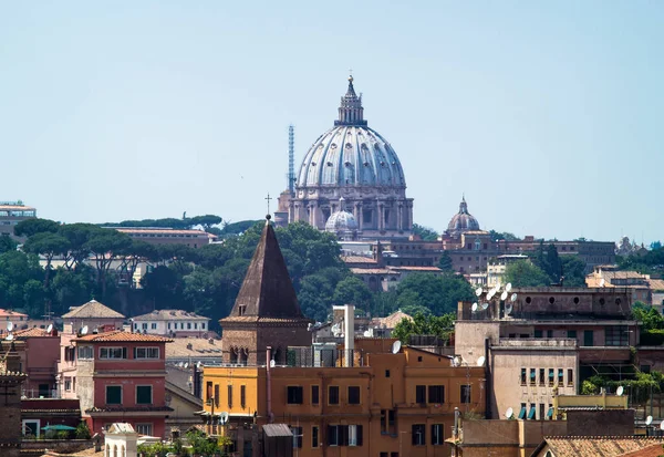 Vista Maravilhosa Sobre Cidade Eterna Roma Com Suas Cúpulas Itália — Fotografia de Stock