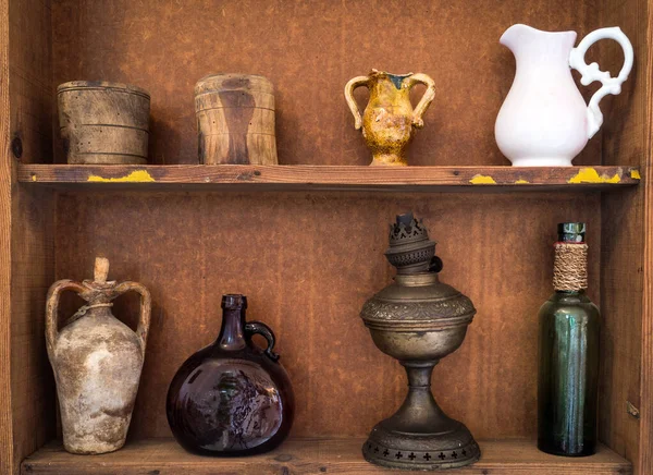 Oude Siciliaanse Terracotta Potten Andere Voorwerpen Close — Stockfoto