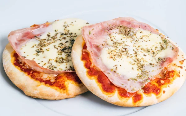 Mini Pizza Appetizing Italian Appetizer Closeup — Stock Photo, Image