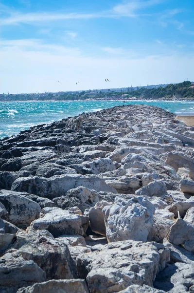 Vista Sobre Bela Praia Pozzallo Sicília Itália — Fotografia de Stock