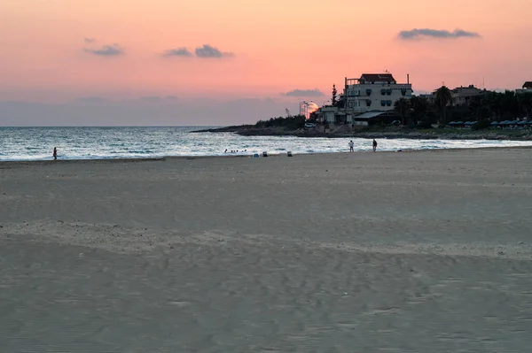 Piękna Plaża Donnalucata Zachodzie Słońca Ragusa Sycylia Włochy — Zdjęcie stockowe