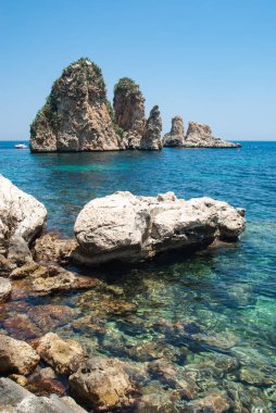 Faraglioni ve Tonnara Scopello, Sicilya, İtalya, Avrupa 'da