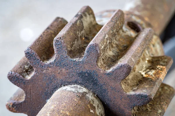 Detail Old Rusty Gears Transmission Wheels Closeup — Stock Photo, Image